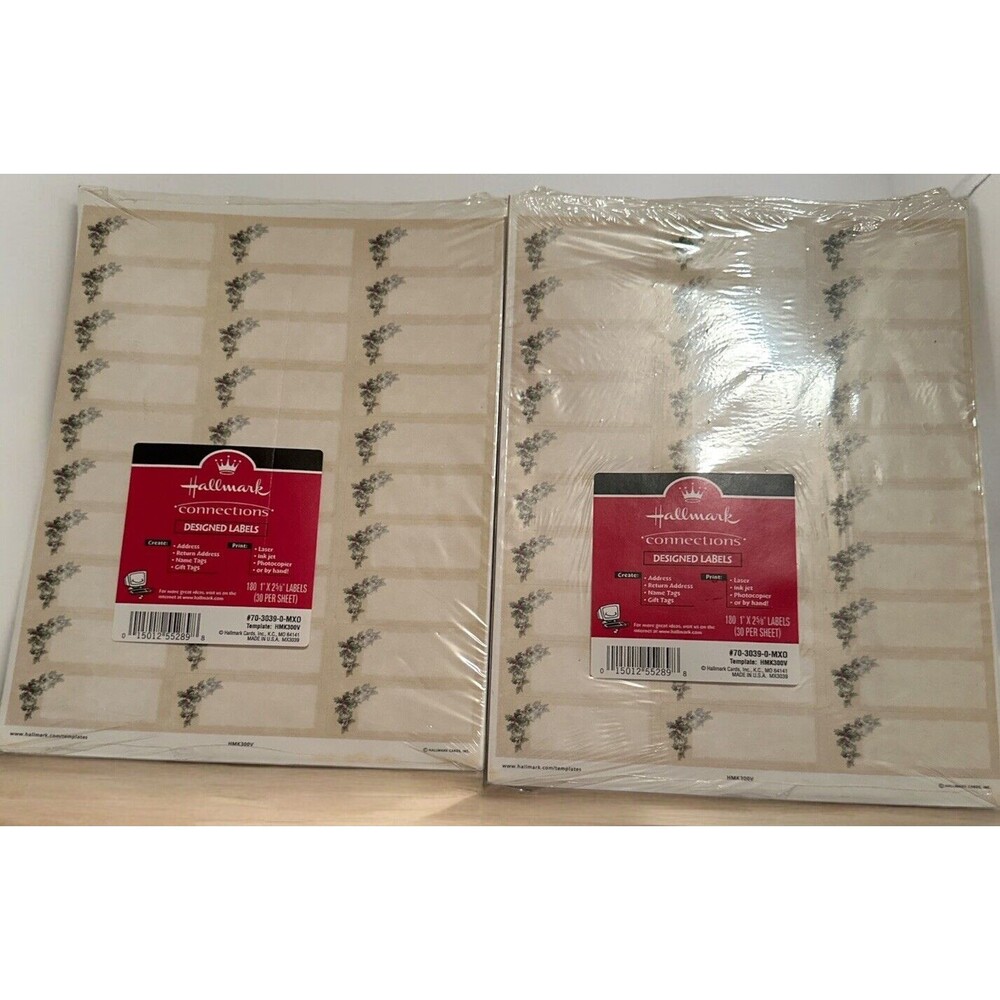Hallmark Christmas Holiday Designed Paper Holly & Berries 100 Sheets 360 Labels